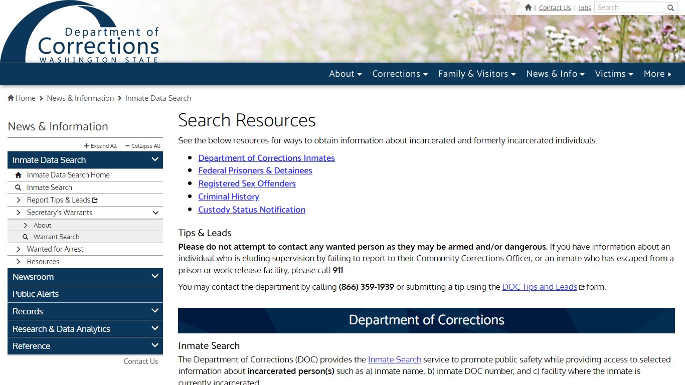 Search Resources | Washington State Department of Corrections